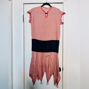 Antique 1920s Costume Linen Art Deco Drop Waist Festival Victorian Circus Dress